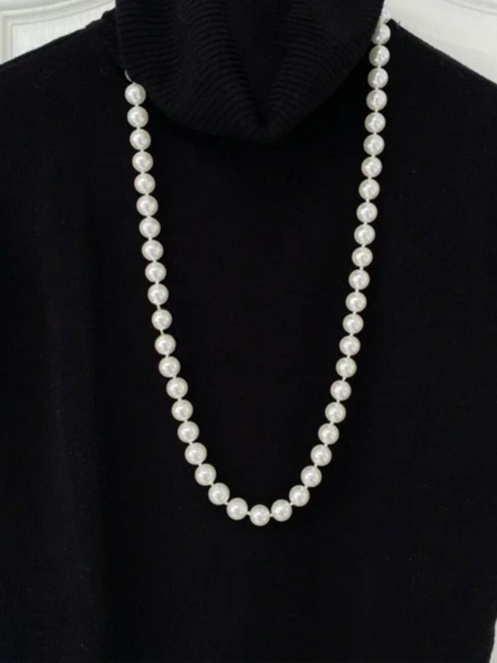 Fifth Avenue Vintage Faux Pearl Necklace 32" Long Classic Strand